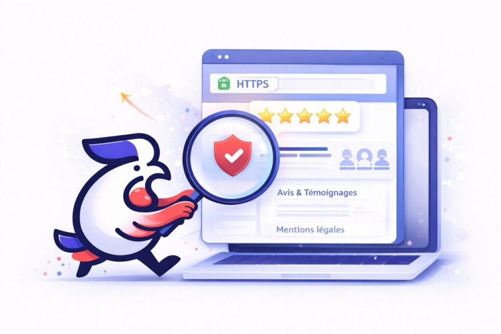 illustration site internet avec indicateurs de confiance