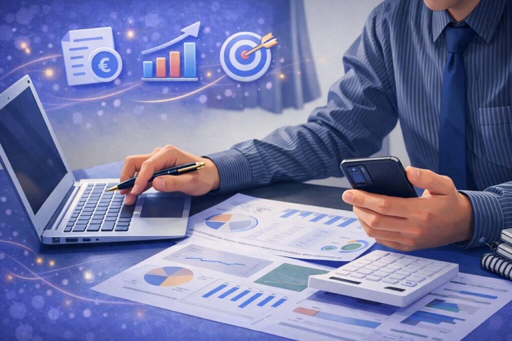 professionnel travaillant sur des tarifs vtc