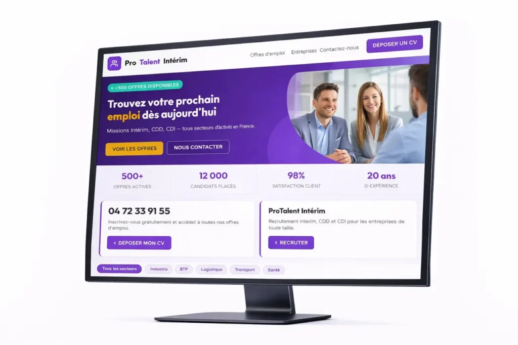 exemple prix site internet agence interim