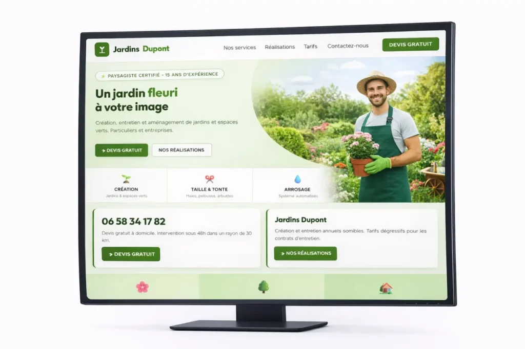 exemple prix site internet jardinier