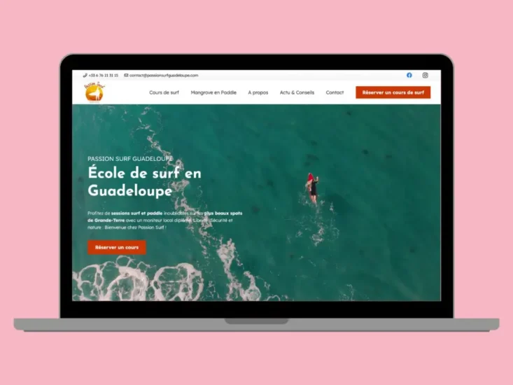 exemple site internet ecole de sport passion surf guadeloupe