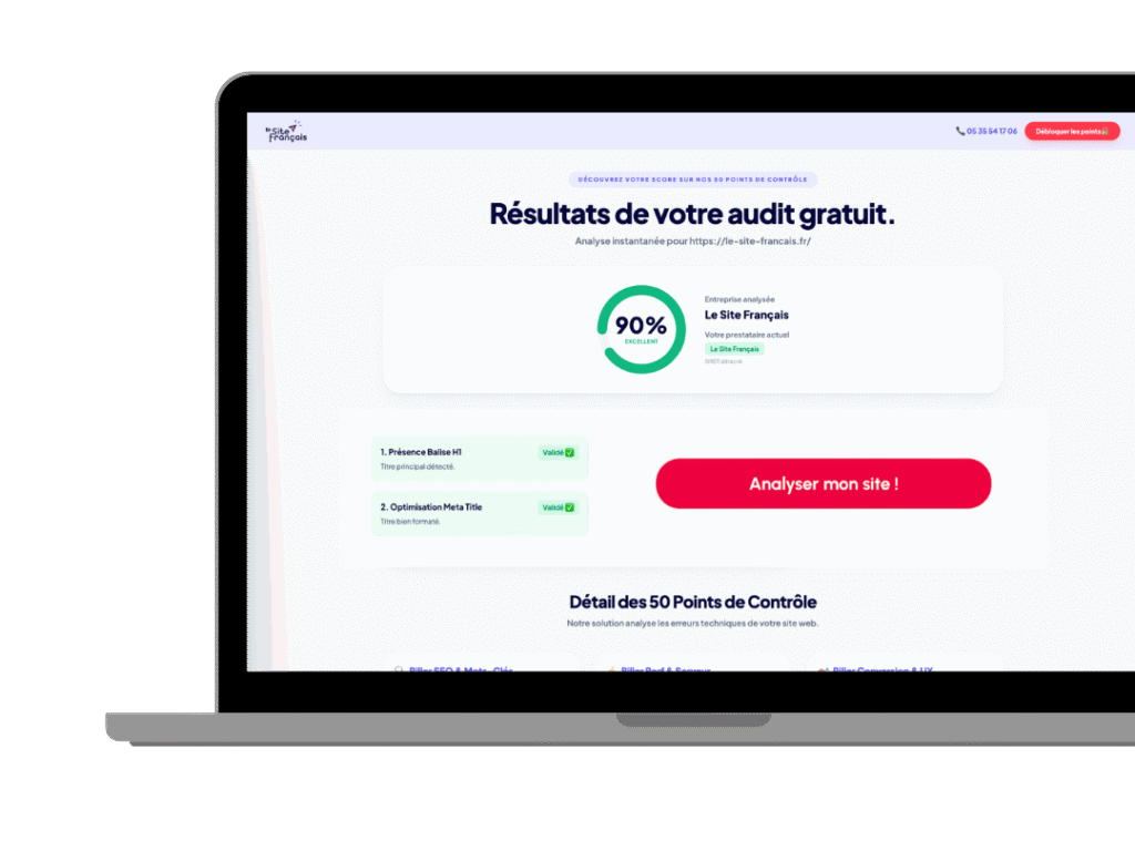 mockup accueil audit site web
