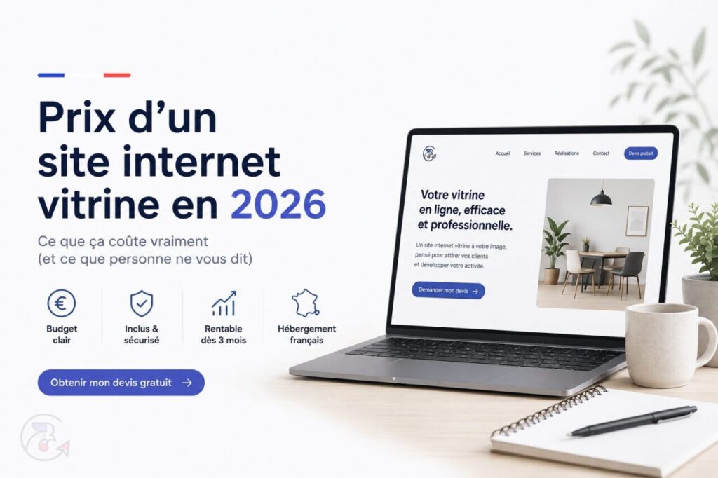 illustration du prix d’un site internet vitrine en 2026 avec ordinateur portable